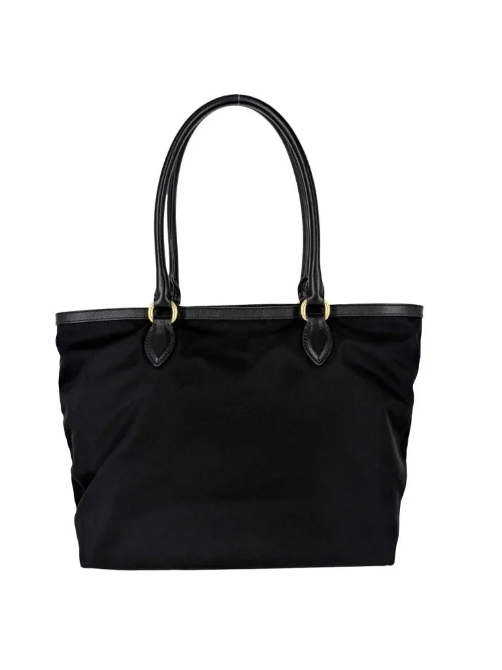 Prada Handbag Triangle Logo Tote Nylon Black Gold Vintage